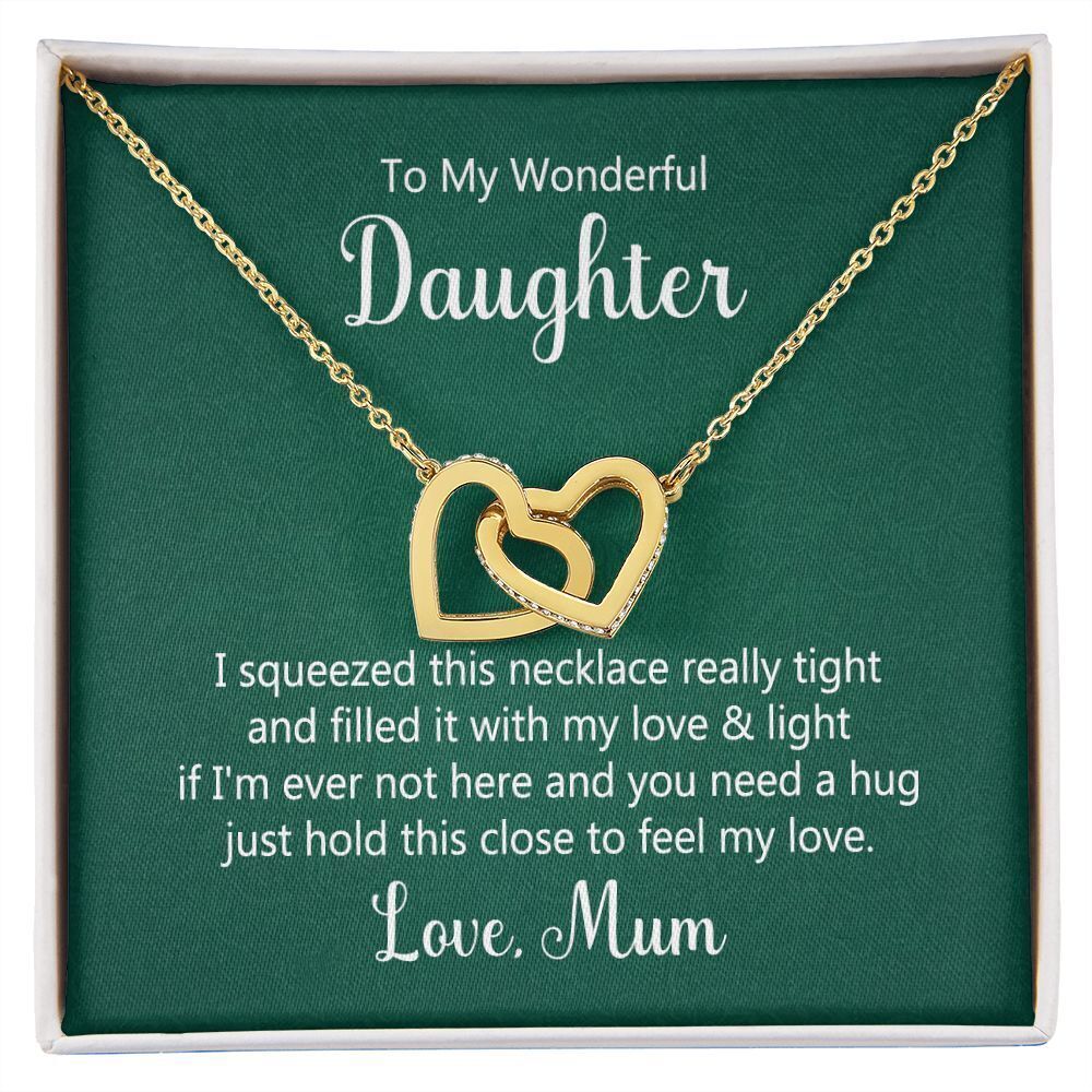 Daughter This Necklace Inseparable Hearts CZ Necklace Gold Tone Standard Box